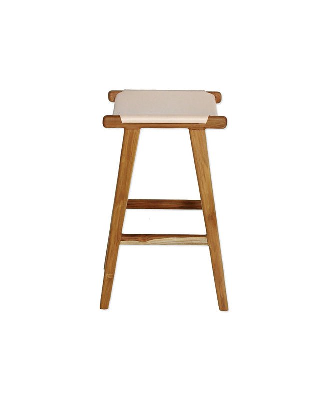 Tabouret de bar Jerry en cuir plat naturel