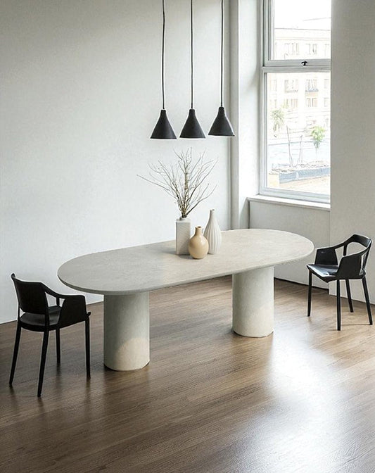 Table de salle à manger ovale Milano (double piétement)