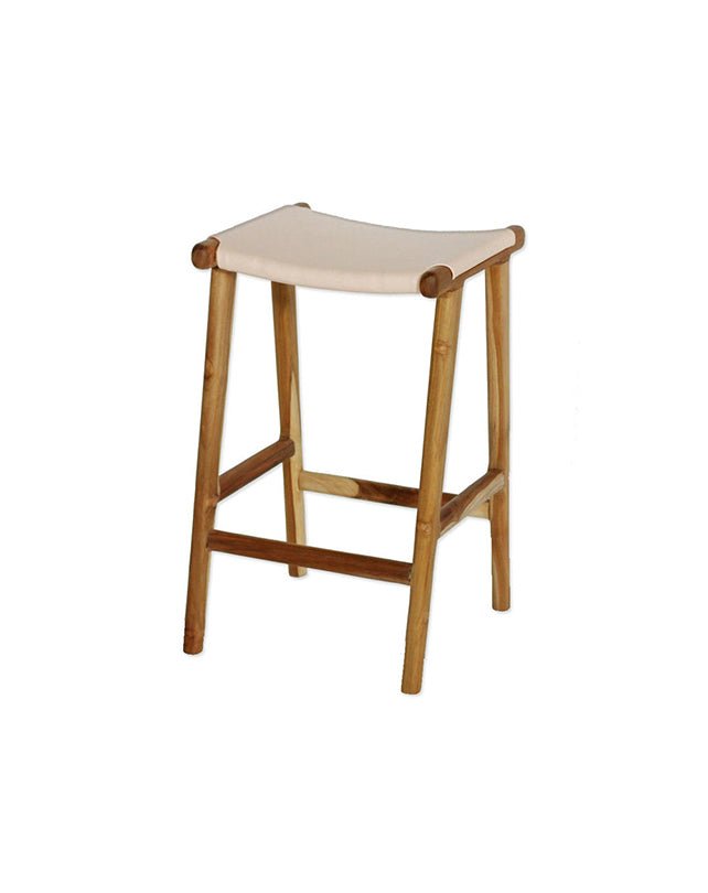 Tabouret de bar Jerry en cuir plat naturel