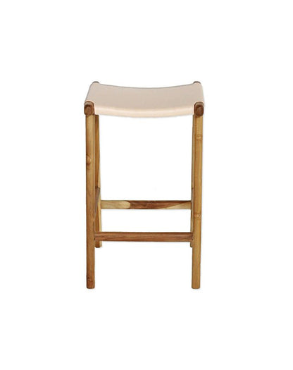 Tabouret de bar Jerry en cuir plat naturel