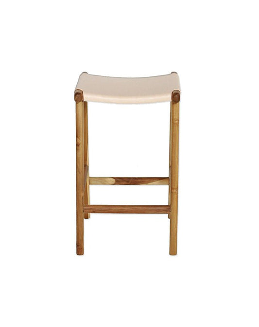 Tabouret de bar Jerry en cuir plat naturel