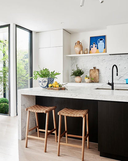 Sangle en cuir blanc pour tabouret de bar Jerry