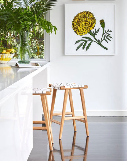Sangle en cuir blanc pour tabouret de bar Jerry