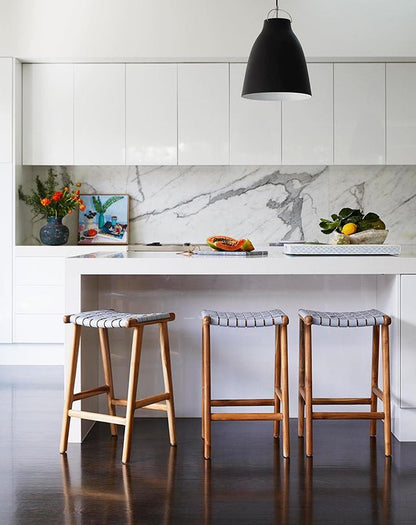 Sangle en cuir blanc pour tabouret de bar Jerry