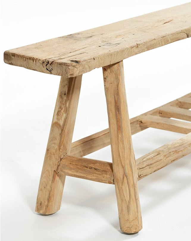 Banc en teck bio avec étagère à lattes