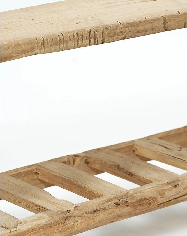 Banc en teck bio avec étagère à lattes